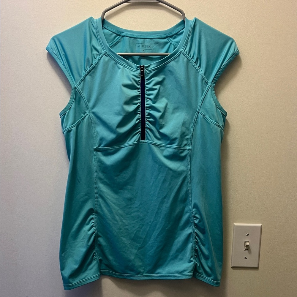 Athleta teal intrepid cap sleeve sun shield size medium